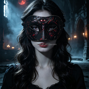 Masques de Demônium Demi-Visage HLC pour Halloween, Masque Sanguin pour Costume de Cosplay, Accessoires pour Fête Thème Horreur <span class=keywords><strong>et</strong></span> Maison Hantée - Product Image 6