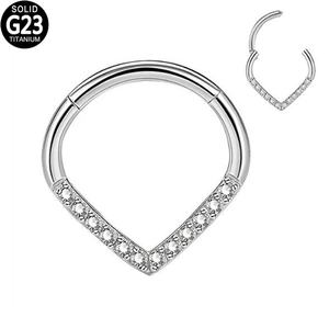 Lotus Wholesale G23 <b>Titanium</b> Nose <b>Stud</b> Teardrop Zircon Earrings Segment Ring Septum Clickers Helix Fine Piercing Jewellery - Product Image 5