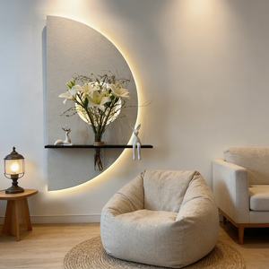 Pintura Decorativa Abstracta Semicircular Hecha a Mano en 3D con Piedra Arenisca, Decoración para el Hogar, Plantas Hidropónicas, Pintura Decorativa con LED Brillante - Product Image 4