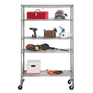 Estante de almacenamiento de alambre de garaje de metal epoxi de alta resistencia de 5 niveles con ruedas, estante de acero cromado de almacenamiento multicapa con aprobación NSF - Product Image 1