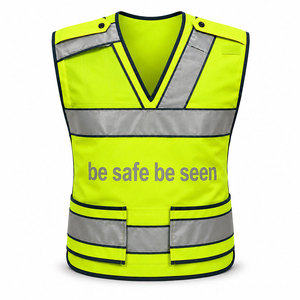 Gilet di Sicurezza Riflettente ad Alta Visibilità con Logo Personalizzato, Tasche Multiple, Bottoni a Pressione Regolabili sulle Spalle, Abbigliamento da Lavoro per Pattuglie Stradali - Product Image 1