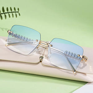 Lunettes de soleil carrées sans monture XN-90342 pour femmes, branches en métal, protection UV400, classe 2, monture en plastique et métal - Product Image 1