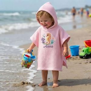 Cute Custom Cotton <b>Hooded</b> Absorbent <b>Towel</b> Personalized Kids Beach Poncho Name Embroidered Bath <b>Towel</b> Toddler Pool Cover Unique - Product Image 4