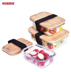 IKOO OEM al por mayor contenedores de alimentos de vidrio con tapa de bambú conjunto - Product Image 1