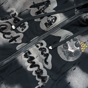 6873/다크 고딕 빈티지 스파클 플로럴 프린트 집업 후드티 캐주얼 데일리 스트리트 패션 아우터 - Product Image 5