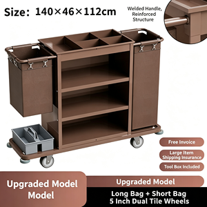 Carro de Limpieza Comercial Resistente con Cubos Desmontables, Soporte para Residuos y Estantes de Almacenamiento, Silencioso - Product Image 6