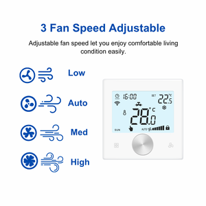 エアコン用TNスクリーンWiFiサーモスタット、冷暖房温度制御、Tuyaサーモスタット、2/4パイプ対応 - Product Image 2
