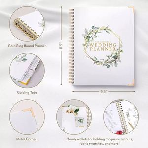Custom Logo Gold Foil Printing Luxury Eco-Friendly A5 Spiral Planner Notebook With 80 <b>Sheets</b> for Wedding Guests - Product Image 3