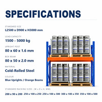 Système de rayonnage à poutres multi-niveaux double face en acier laminé à froid robuste, capacité 1500-3000 kg, surface peinte, fixation par vis