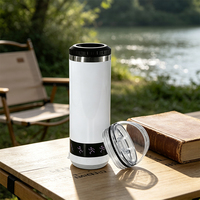 Gobelet musical isotherme 4-en-1 en acier inoxydable de 16 oz avec écran LED et deux couvercles, idéal pour la sublimation