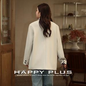 Blazer Holgado de Un Solo Pecho para Mujer Happy Plus N8558, Talla Grande, Color Sólido, para Primavera y Otoño - Product Image 4