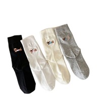 Chaussettes mi-mollet décontractées avec logo brodé de longueur d'équipage à motif animal sur la manchette pour le printemps et l'été