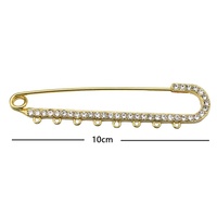Épingles à bébé en laiton plaqué or de 10 cm, 8 boucles, pour loisirs créatifs, avec strass, pour poussette, personnalisées, religieuses, islamiques, épingles de sécurité