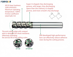 Фреза концевая твердосплавная для ЧПУ, для титановых сплавов, 3, 8, 12, 16 мм, из вольфрамовой стали, 4-зубая, для фрезерования, инструмент для ЧПУ - Product Image 6