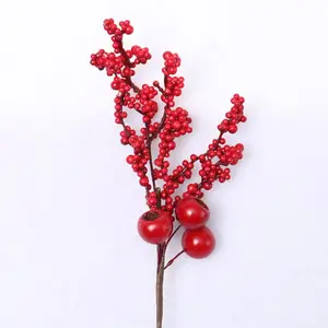 Fabriek Groothandel Goedkope Prijs Rode Kleur Kunstmatige Berry Tak Huis Kerstboom Ornamenten