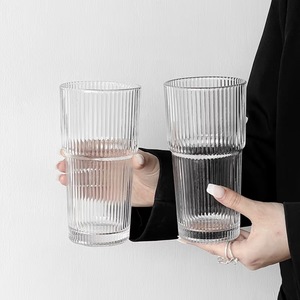 Copo de Vidro de 20oz com Design Moderno, Portátil, à Prova de Vazamentos, Copo Vertical com Relevo, Utensílios de Mesa com Tampa de PP para Leite, Café, Viagem e Escritório - Product Image 2