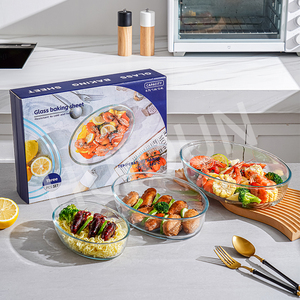 Plateau <span class=keywords><strong>de</strong></span> cuisson en verre <span class=keywords><strong>de</strong></span> forme variée cercle/carré/rectangle four à micro-ondes résistant à la chaleur plateau à <span class=keywords><strong>poisson</strong></span> domestique matériau borosilicate - Product Image 4