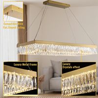 MEEROSEE Gold LED Kristall Moderne Rechteck Kronleuchter für Esszimmer Küche Decken leuchte Kristall Lampe Kronleuchter MD92936