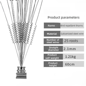 Disponible: Púas antipájaros de acero galvanizado con resorte y base en U, de fácil instalación para graneros, establos y granjas. - Product Image 5