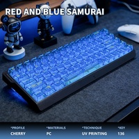 [PC Red Blue Samurai Fully Translucent Keycaps] Cross-border Bestseller Light-transmitting Mechanical Keyboard Keycaps Made