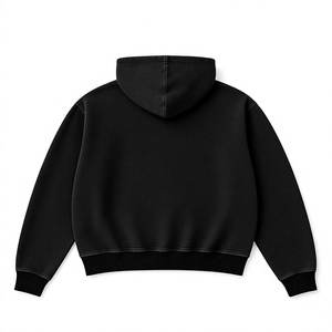 Sudadera con capucha extragrande para hombre, con cremallera, estampado patchwork negro, estilo urbano, logo frontal, para otoño, corte regular, algodón French Terry - Product Image 6