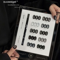 Suuseegel 10 Couleurs Vernis à Ongles Gel Effet Œil de Chat Perle Noire, Gel UV Non Toxique Effet Œil de Chat Perle de Verre Clair de Lune pour Salon de Manucure