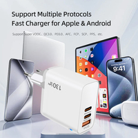 Chargeur mural compact 130W GaN à 3 ports, double USB-C, simple USB-A, multi-prises US UK EU, sortie multiple, fonction PD, charge rapide