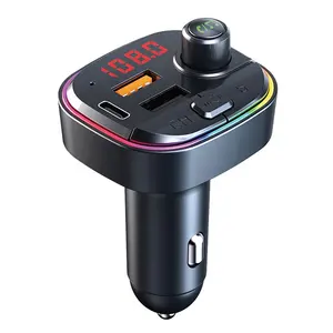 Qcy — lecteur mp3 Bluetooth, radio fm sans fil, avec lumières colorées, pour voiture, transmetteur QC3.0, chargeur double usb, chargeur pd20 w, USB C