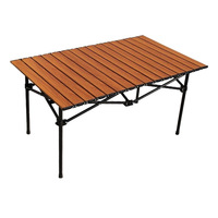 Table pliante de camping en plein air, Table pliante de camping carrée en grain de bois de fer de sport, Table de pique-nique et de pêche