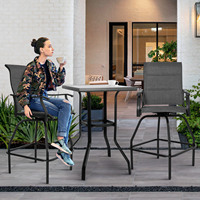 Ensemble de tabourets de bar pivotants de mobilier d'extérieur de patio de 5 pièces chaise de salle à manger de bistro avec table