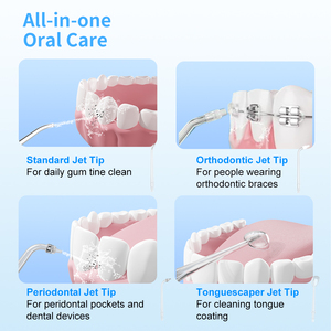 2025 Tendência Stock Grande Capacidade 300ML Portátil Portátil Irrigador Oral Água Floss Electric Water Flosser F600K com 4 Bicos - Product Image 4