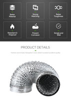 Conduit en aluminium pour la ventilation, tuyau de ventilation flexible facile à assembler pour séchoir, pour serres de jardin, couleur verte