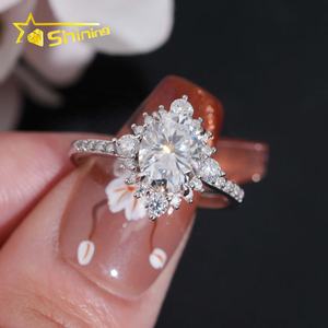 Hot Sale Fashion Design Pass Diamant Tester 925 Silber Oval Moissan ite Verlobung Ehering für Frauen - Product Image 5