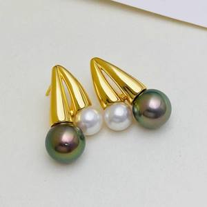 WENCHI Modèle 10850 DIY Boucles d'oreilles clous simples en argent S925, accessoires pour perles de 9-13mm, plateau vide pour perles, fabrication chinoise - Product Image 3