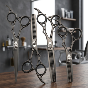 Professional Hair Scissors Titanium Hair Scissors Salon <b>Barber</b> Shears Comb Shear <b>Set</b> Textured Finish Cutting Grooming Tools - Product Image 6