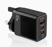 Chargeur USB-C 45W QC3.0 PD à 2 ports, station de charge rapide pour téléphone portable, écouteurs, appareil photo, ordinateur portable, compatible avec les prises EU/US/UK 5V/3A