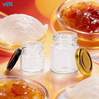 Botol Kaca VISTA Mini Premium Flint/Amber 38ml/70ml dengan Cetak Sablon, untuk Permen, Jeli, Gula, Garam, dengan Tutup Putar
