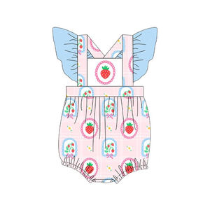 Personalizado de verano con estampado de fresas niños niñas pantalones cortos trajes bebé burbuja mameluco hermana combina al por mayor niños ropa nuevos estilos - Product Image 2
