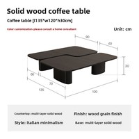 Table basse carrée en bois massif, style italien, luxe léger, minimaliste, mobilier de salon moderne, combinaison de pièces SGM1011