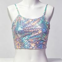 Haut court tie-dye réactif aux UV - Tenue de festival néon pour femmes en polyester/spandex