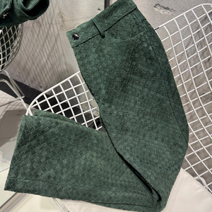 Pantalones de Piel de Oveja Genuina Tejidos a Mano de Lujo, Pantalones de Pierna Recta de Cintura Alta, Pantalones de Piel de Oveja Real para Mujer - Product Image 2