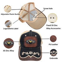 Gorra de camionero Richardson de estilo occidental personalizada al por mayor, gorra de camionero de moda de metal para hombre, diseño de equitación de Toro, malla bordada de lona, atractivo para exteriores