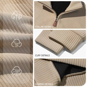 Sudadera de cuello alto para hombre de alta calidad con cremallera corta, manga larga, jacquard diagonal, acanalada, de peso pesado, estilo casual urbano. - Product Image 6