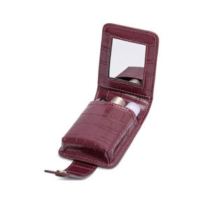 נרתיק איפור נייד מעור PU עם לוגו בהתאמה אישית, מראה מובנית, סגירה מגנטית, נרתיק קוסמטיקה מיני נייד - Product Image 1