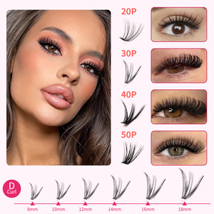Kit de Extensiones de Pestañas de 640 Clusters, Rosa, 30D 40D 50D, Mixtas, con Pinzas, Removedor, Adhesivo y Sellador, Libro de Pestañas - Product Image 3