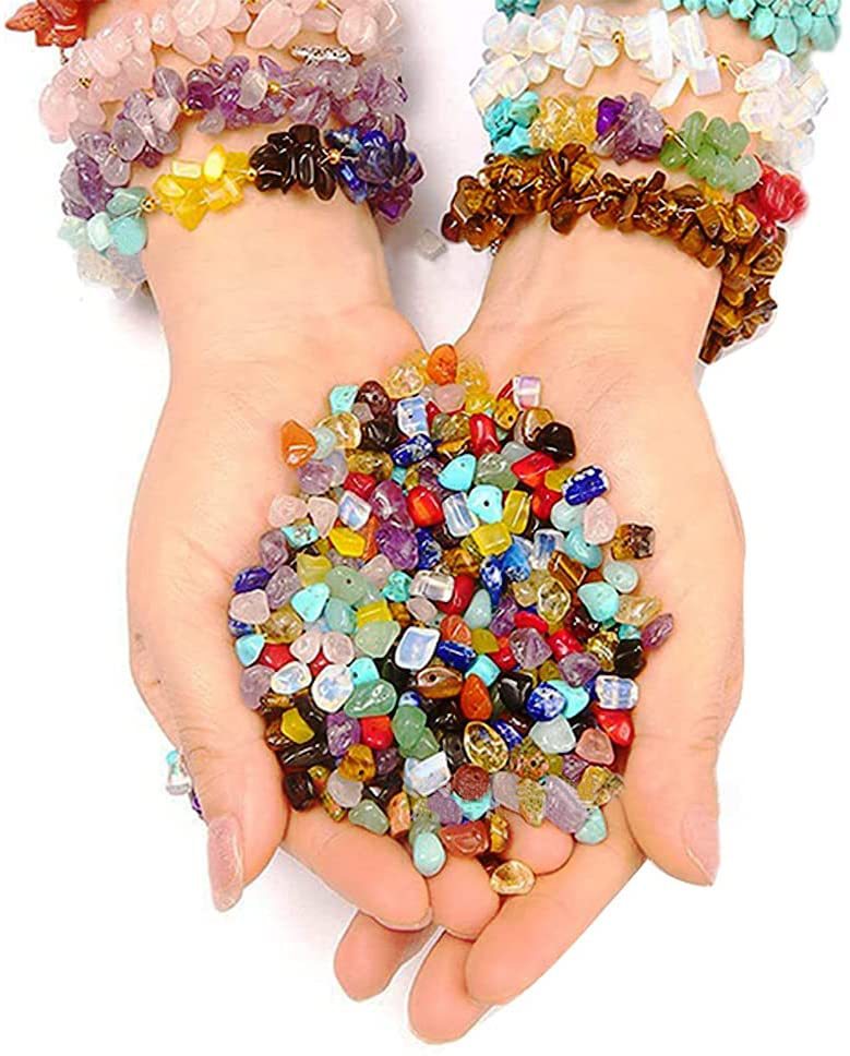 DIY Jewelry Making Tools Kit Colorful Natural Stone Crystal Beads Set for Bracelets/Earrings