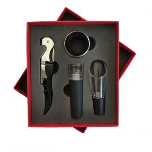 Top Seller Online 4pcs Personalized Eco-Friendly Stainless Steel <b>Wine</b> Bottle Opener Set Multi-function Corkscrew Drip Ring - Product Image 2