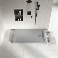 Receveur de douche moderne en pierre massif antidérapant pour hôtel, tailles personnalisées 800x1600 mm, panneau de sol de salle de bain étanche
