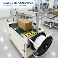 G003-1 Machine de cerclage entièrement automatique sans conducteur pour bande PP, pour cartons et boîtes, avec convoyeur et fonction de cerclage en arche, pour l'industrie