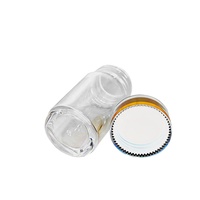 Pot à capsules en plastique PS transparent de 45 ml avec bouchon à vis et couvercle doré sérigraphié pour usage médical